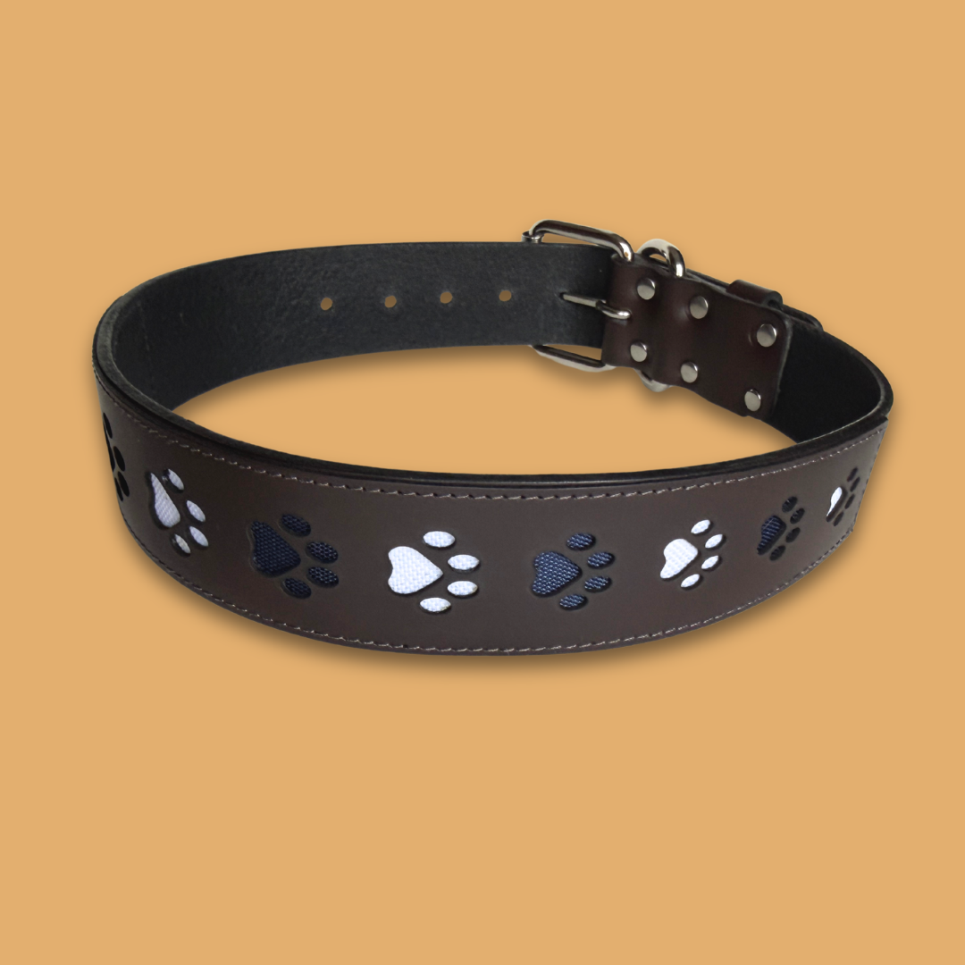 Paw Print Leather Collar