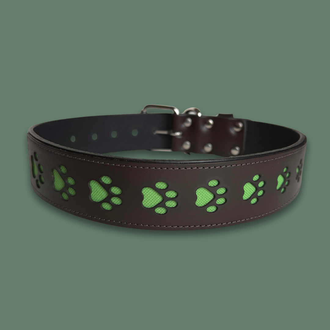 Paw Print Leather Collar
