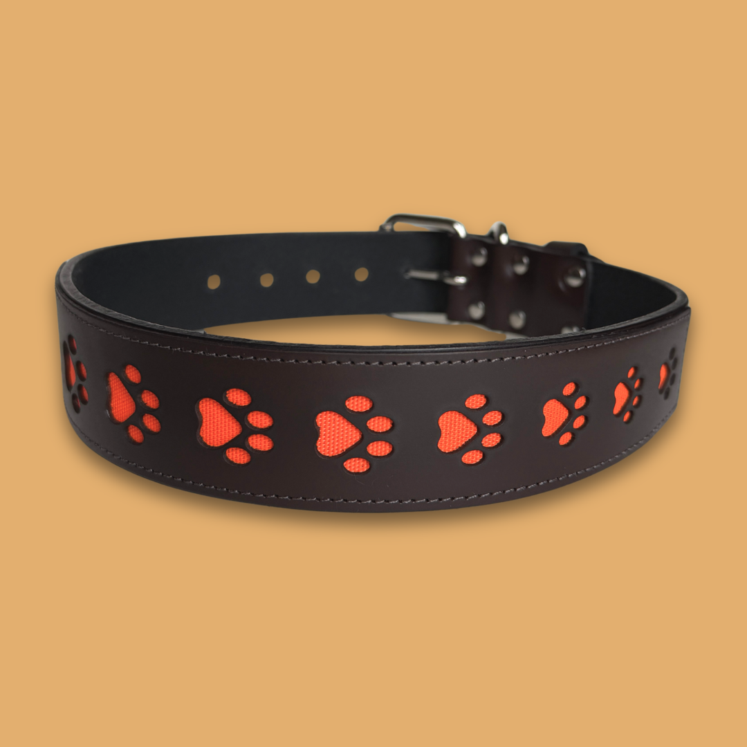 Paw Print Leather Collar