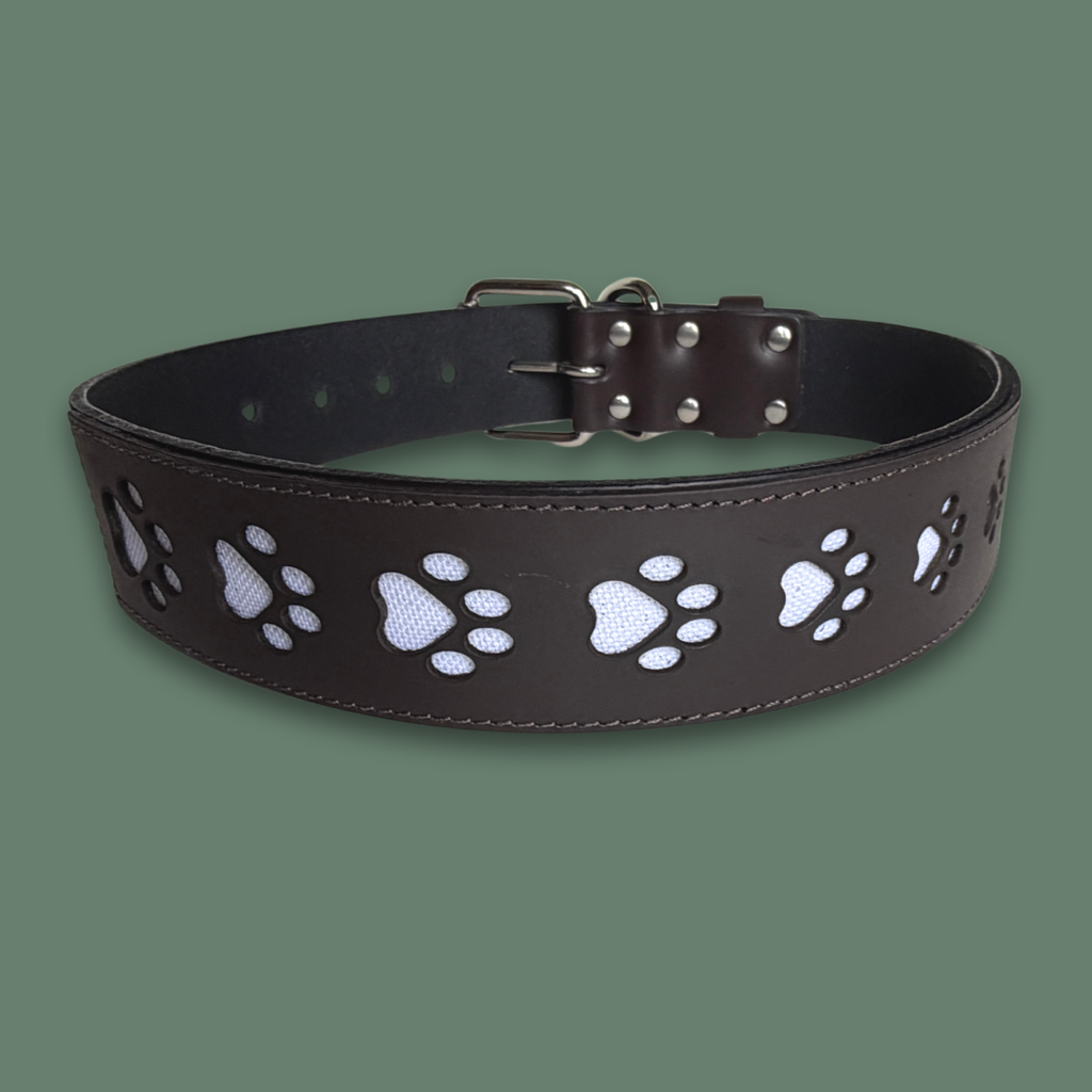 Paw Print Leather Collar